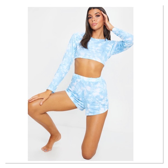New PLT Baby Blue Tie Dye Long Sleeve Pyjamas - Picture 2 of 4